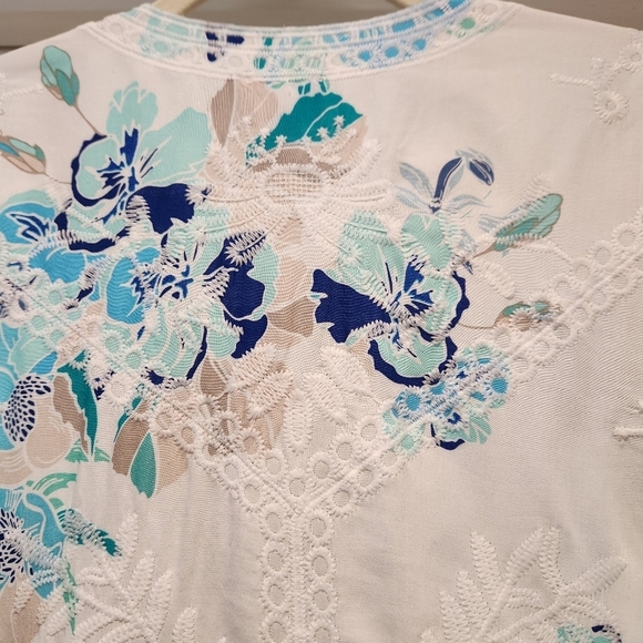 Chicos Open Front Embroidered Floral Bohi Kimono Size Large - Picture 9 of 15